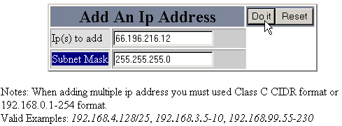 Adding a new IP address