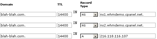 Editing a DNS zone