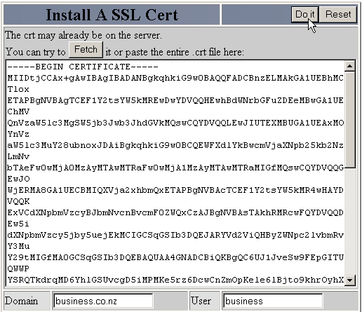 Installing an SSL certificate