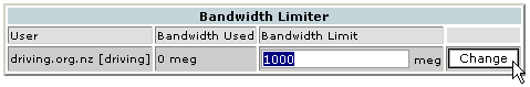 Limiting the bandwidth on an account