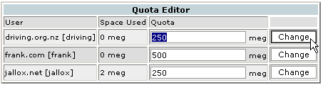 Altering an account's disk space quota